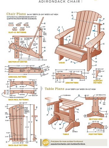 Adirondack stol tegninger